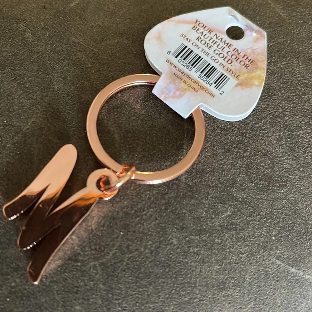 NWT Rose Gold Initial “M” Keychain